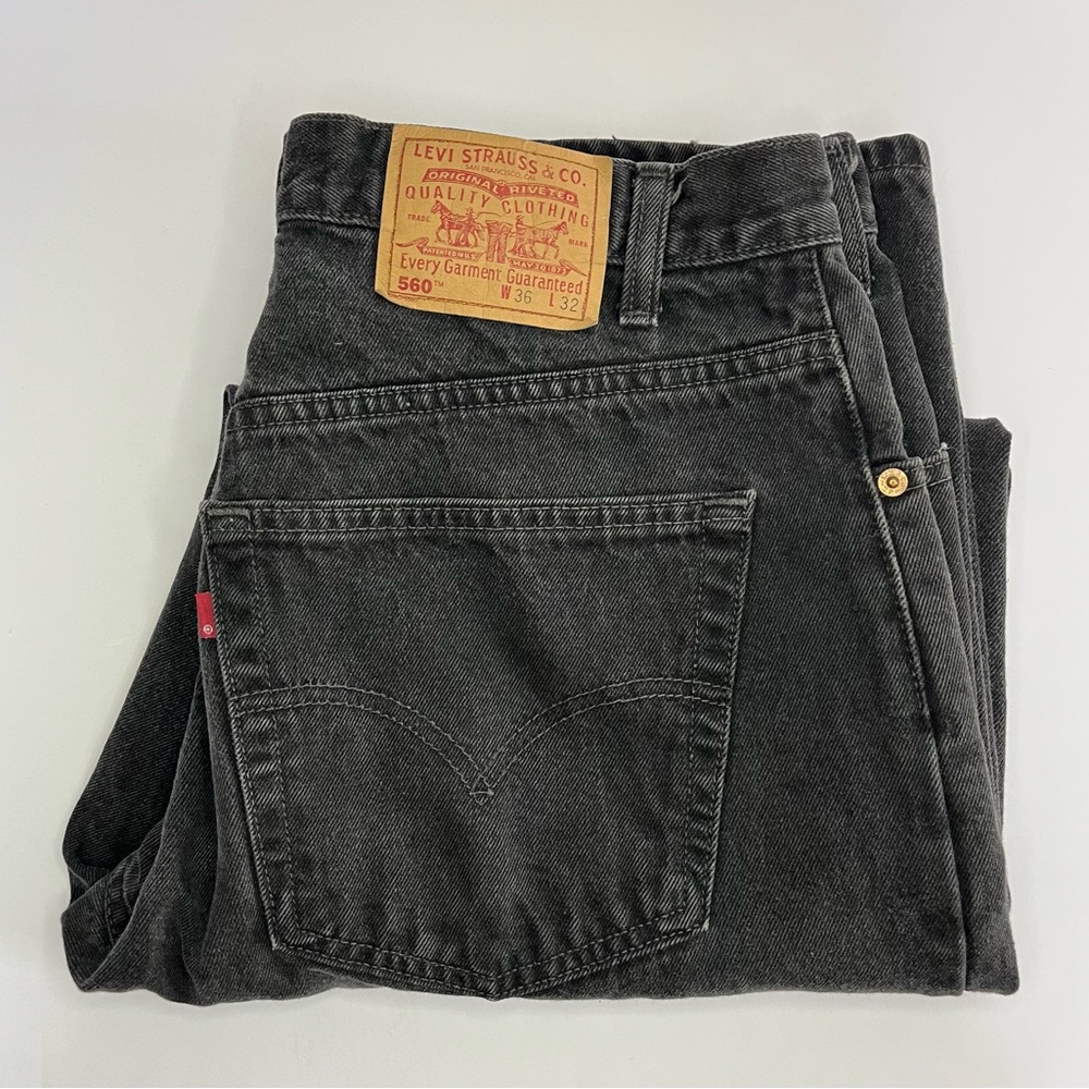 Vintage Levis 560 Jeans Mens 36x32 (36x31) Black Denim Loose Fit Tapered